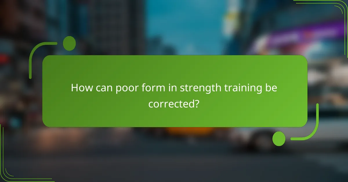 How can poor form in strength training be corrected?
