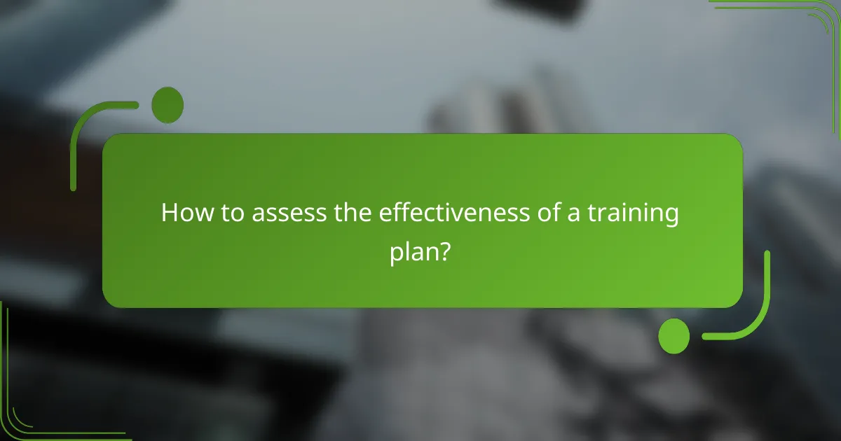 How to assess the effectiveness of a training plan?