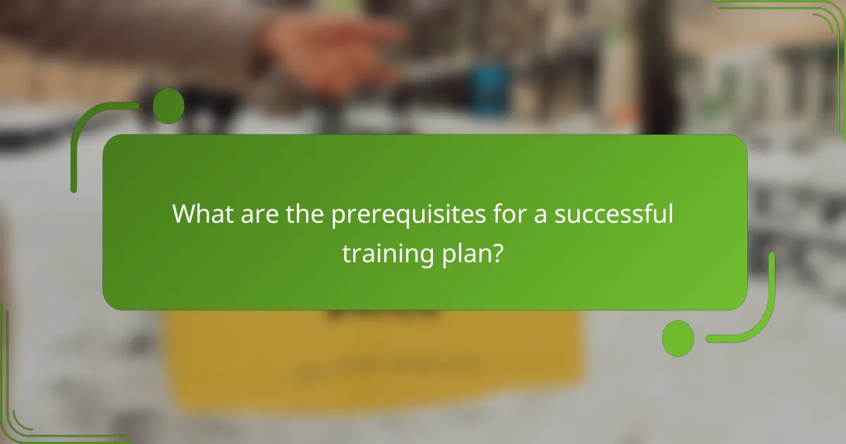 What are the prerequisites for a successful training plan?